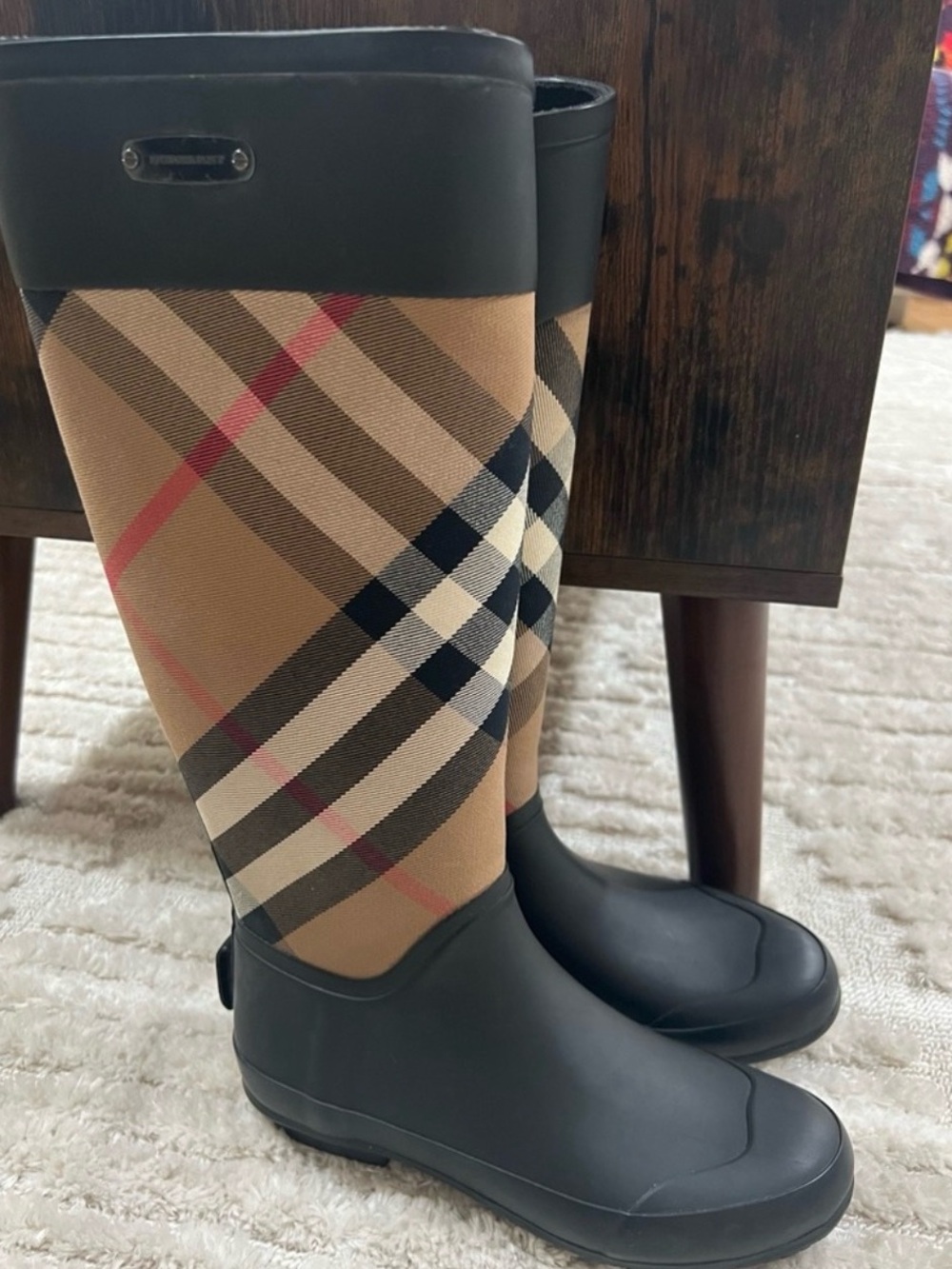 Burberry Black Rubber Treaded Sole Boots